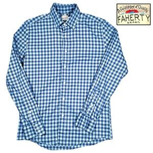 Faherty Movement Shirt Button Up Check Men's Small Blue Classy Preppy Gingham